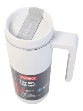 Thermos 18 oz. Stainless Steel Travel Mug with Handle in Sleet White